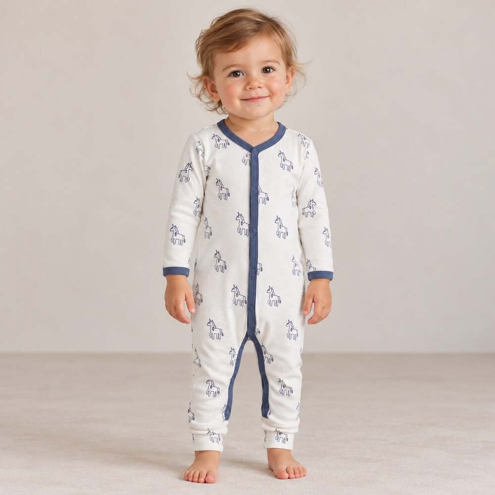 Monica + Andy White Purple Unicorn One Piece Infant Sleeper 3 to 6 months